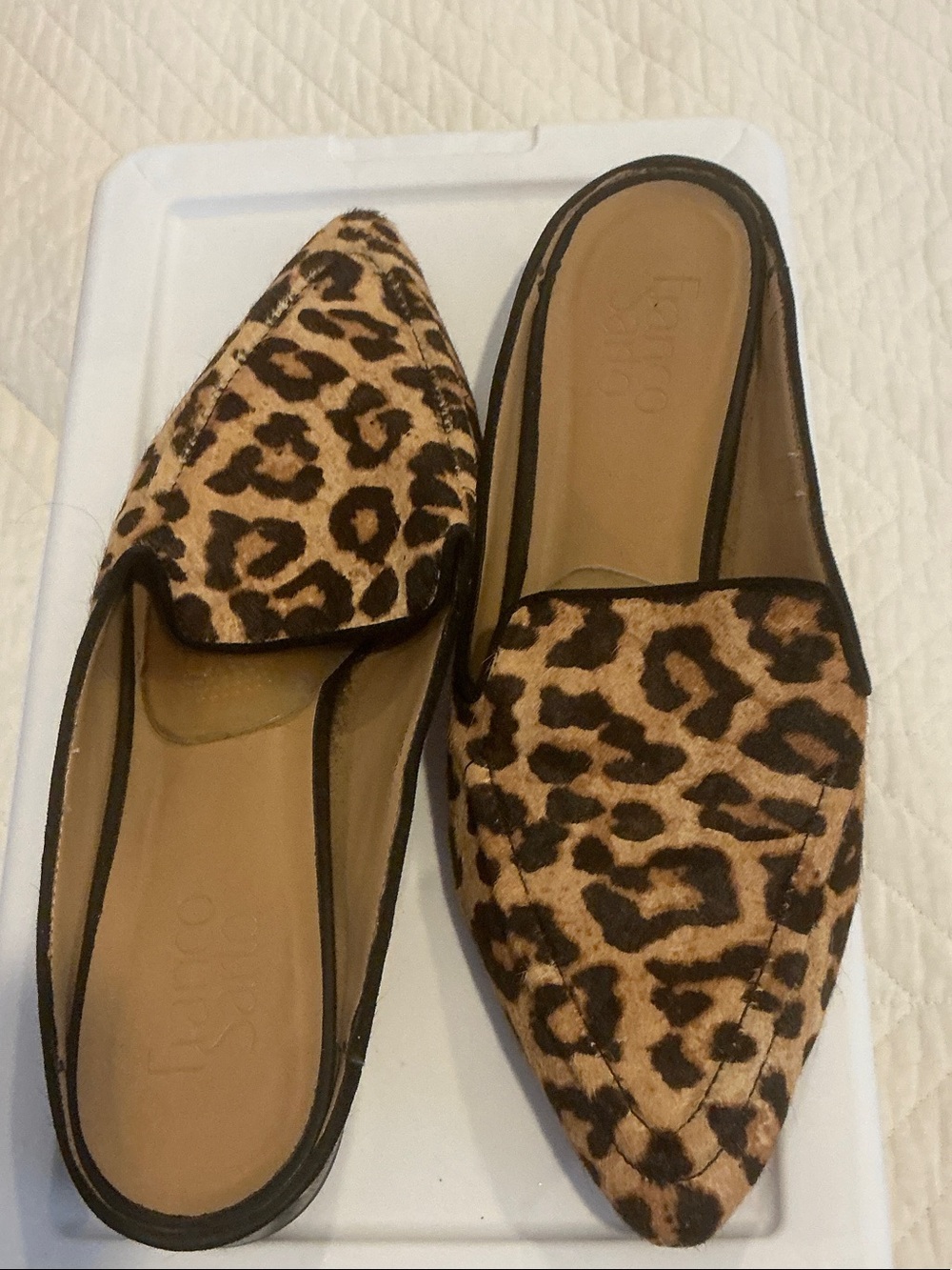 Franco Sarto Leopard Print Pointed-Toe Slip-On Mules